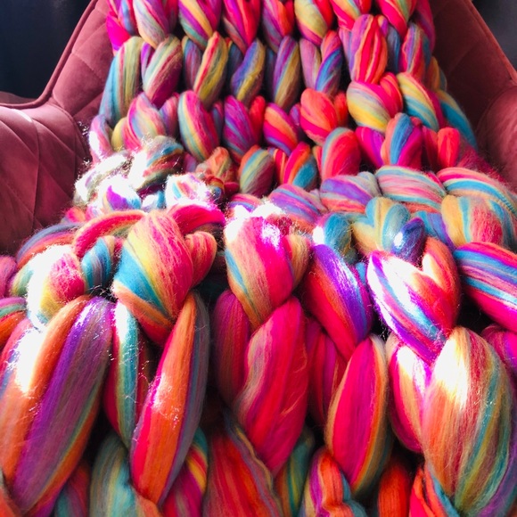 Chunky Knit Blanket Throw Rainbow Unicorn 36x60